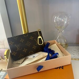 Louis Vuitton Brown Monogram Key Pouch with Gold Hardware